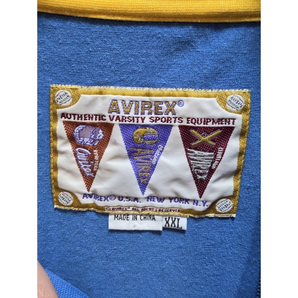 Avirex Varsity Shirt Mens 2XL Blue 1/4 Zip Mock Neck Jersey Logo Athletic Top - Picture 7 of 10
